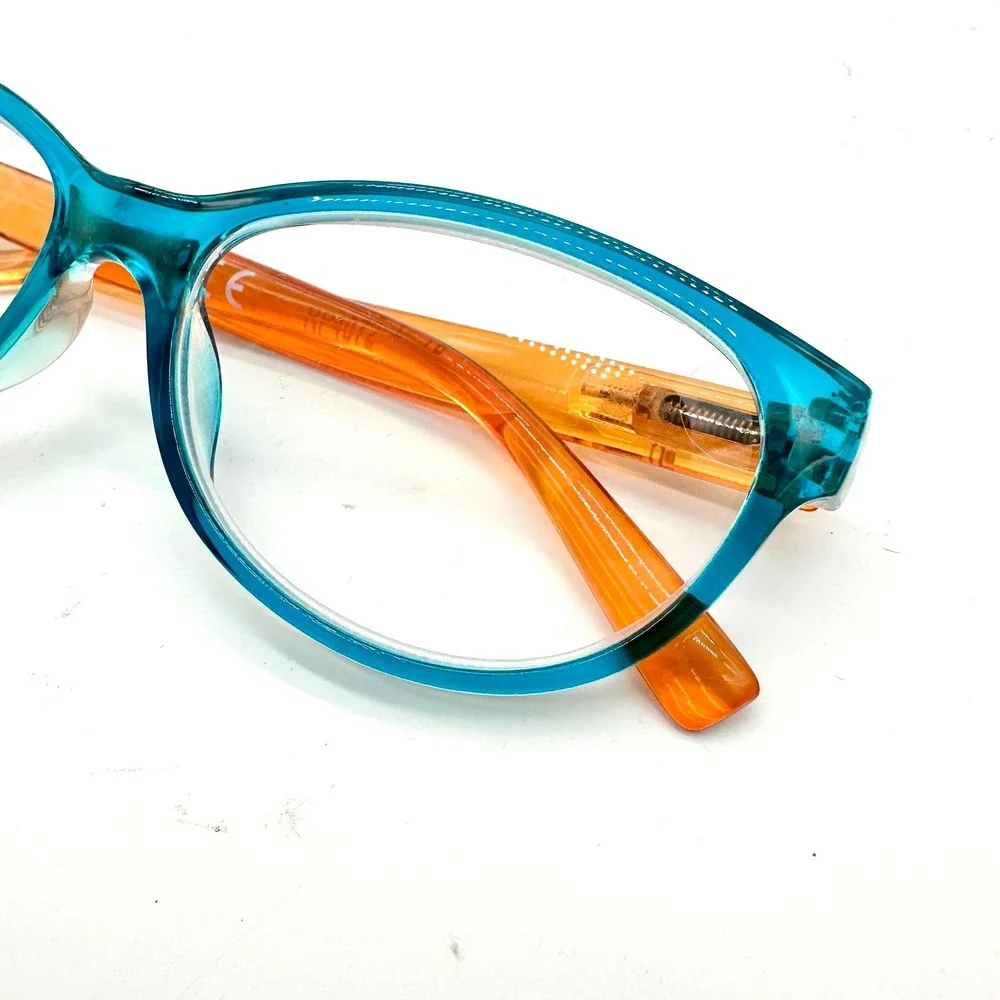 Peepers RP4072 Reading Glasses +1.75 Teal Blue and Orange Two Tone with Case